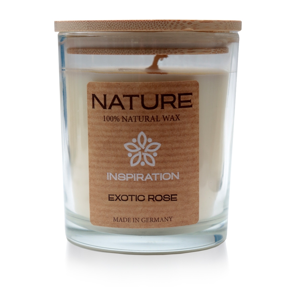 Qult Senses of Nature - INSPIRATION - Scented candles in glass incl. wooden lid - Exotic Rose