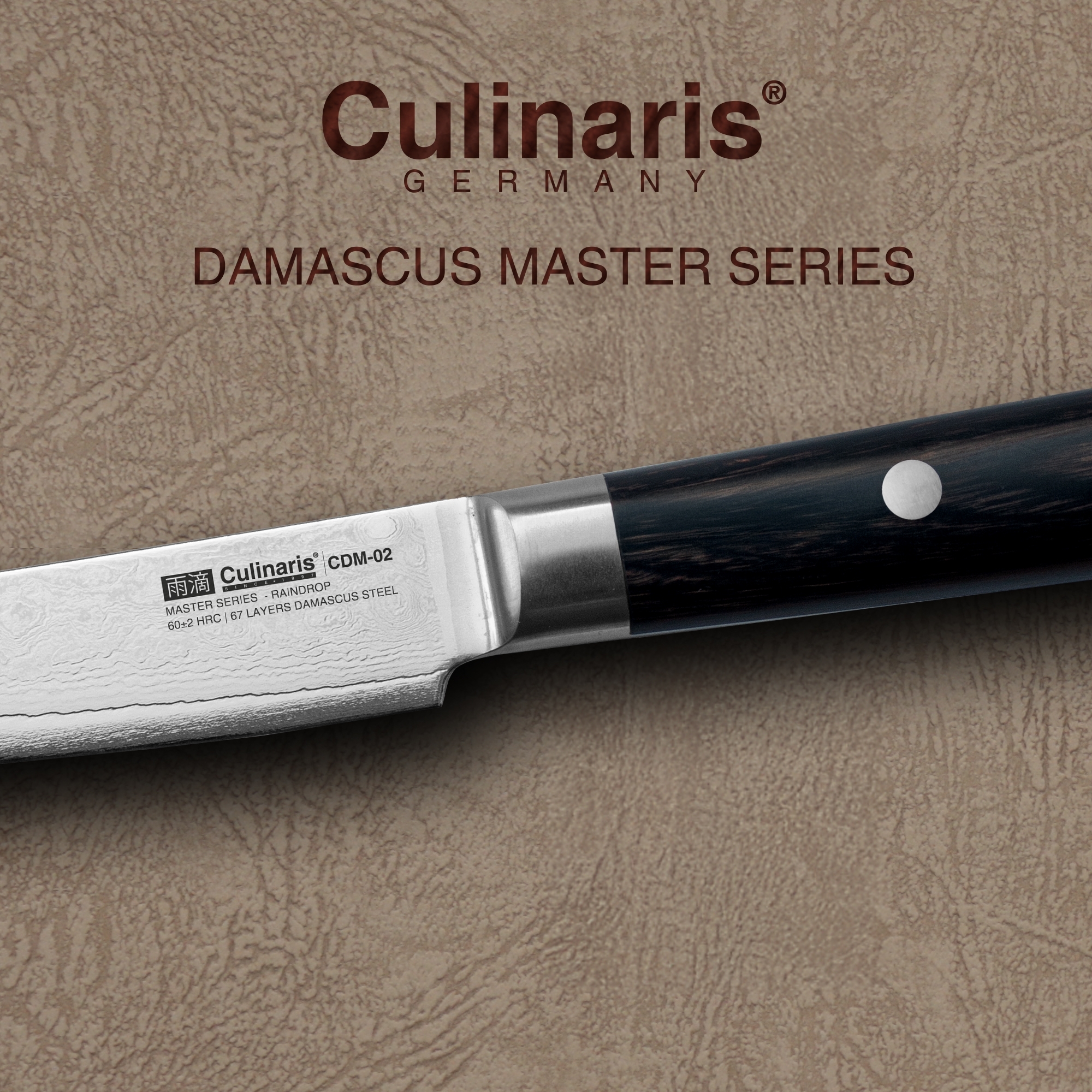 Culinaris Messer-Set - Santoku CDM-03 + Allzweckmesser CDM-02 + Schälmesser CDM-01 | Damascus Master