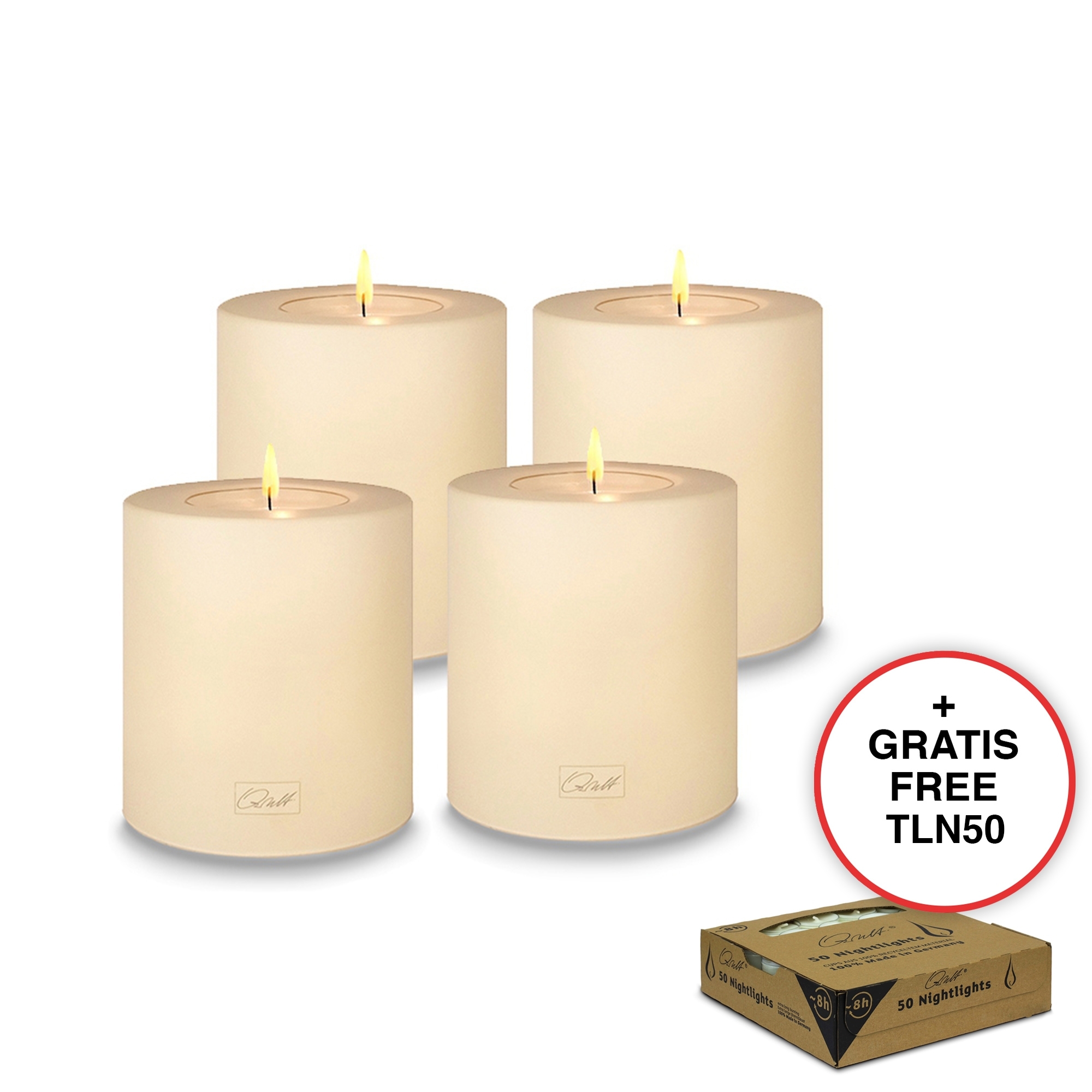 Qult Farluce Trend - Tealight Candle Holder - vanilla - Ø 8 cm H 9 cm - Set of 4