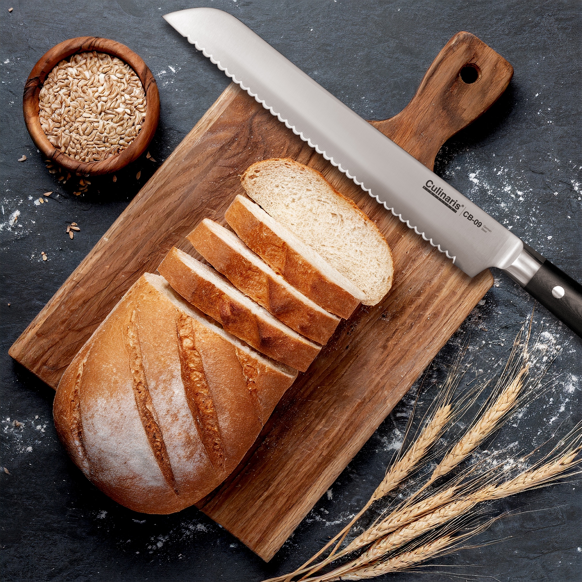 Culinaris - knife Set - Chef's Knife, Santoku, Bread Knife, Paring Knife Black Series