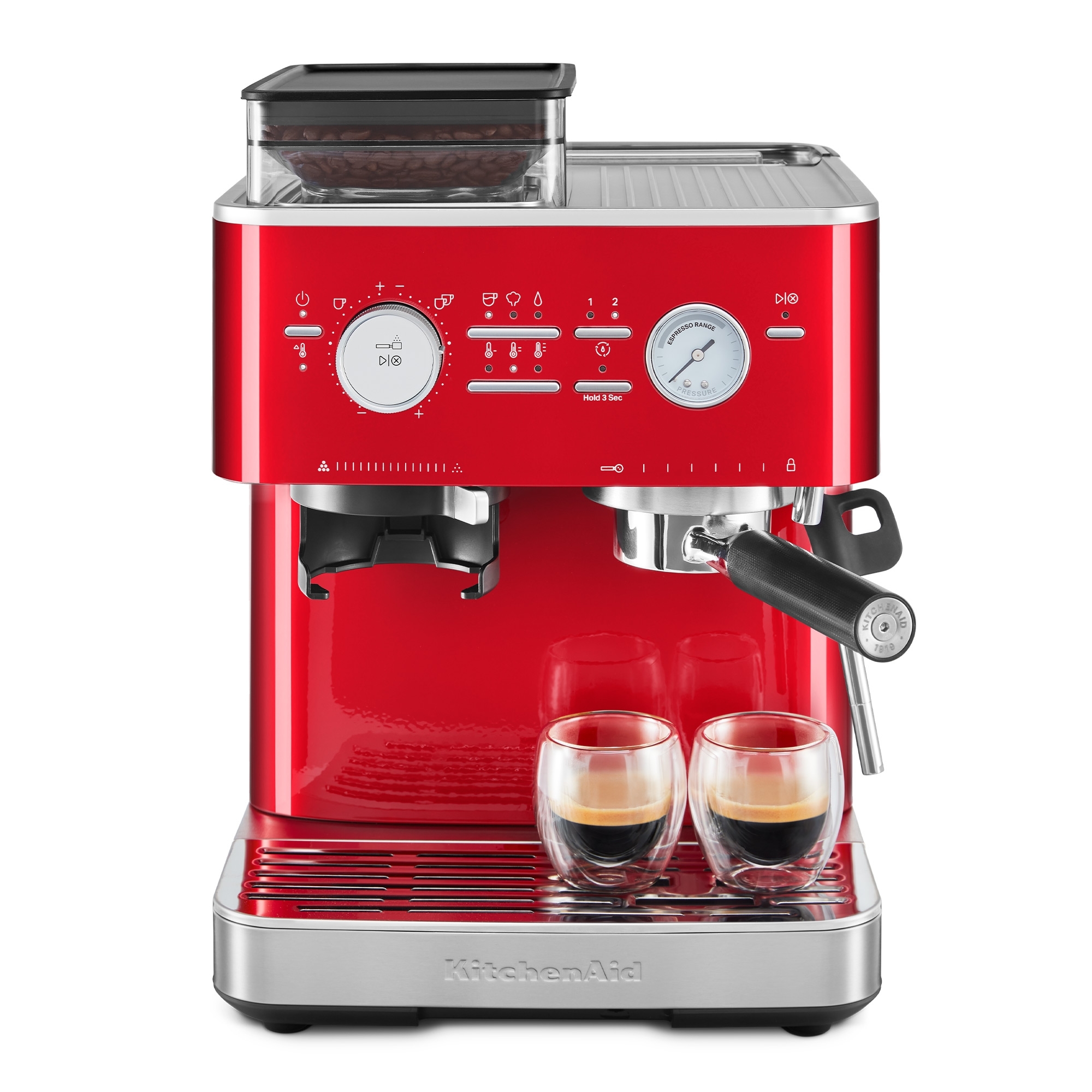 KitchenAid - Semi-automatic espresso machine with coffee grinder - candy apple