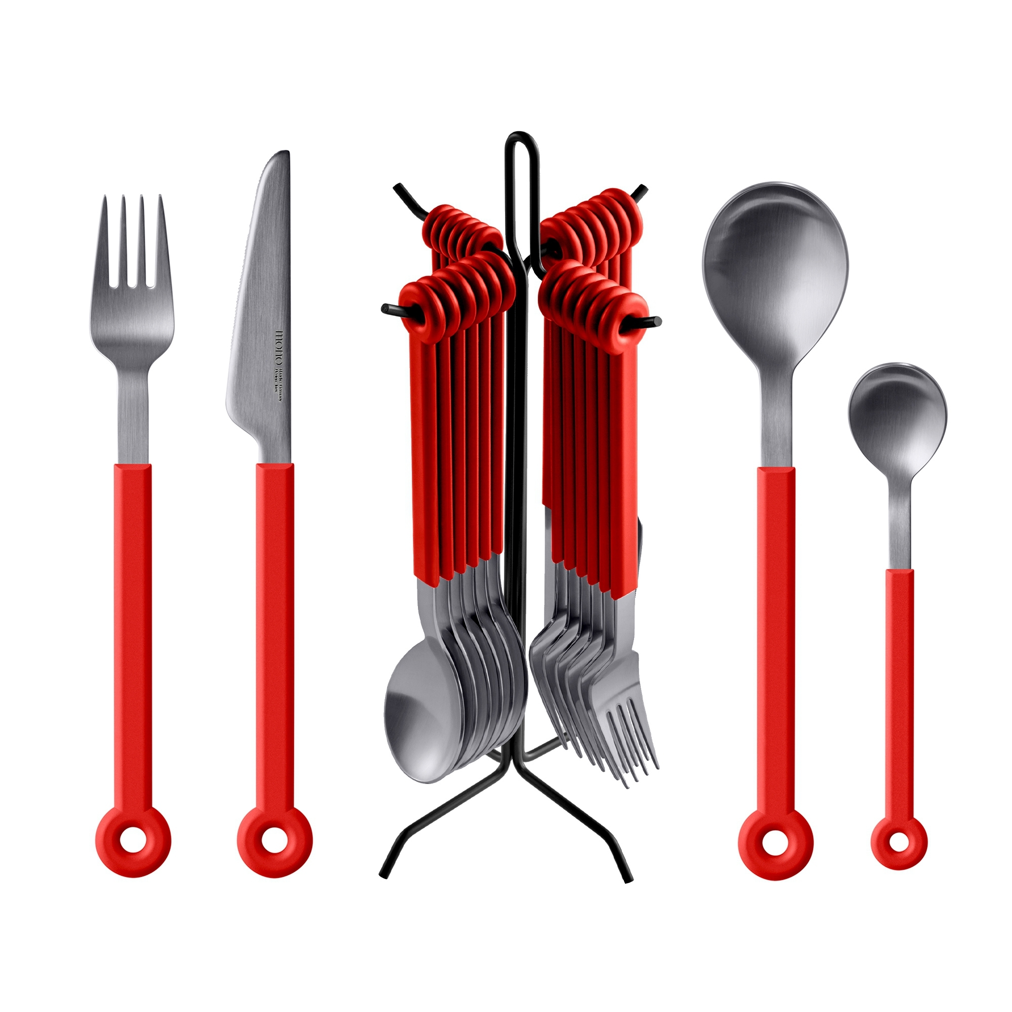 mono ring - Cutlery set, 4 pcs. black