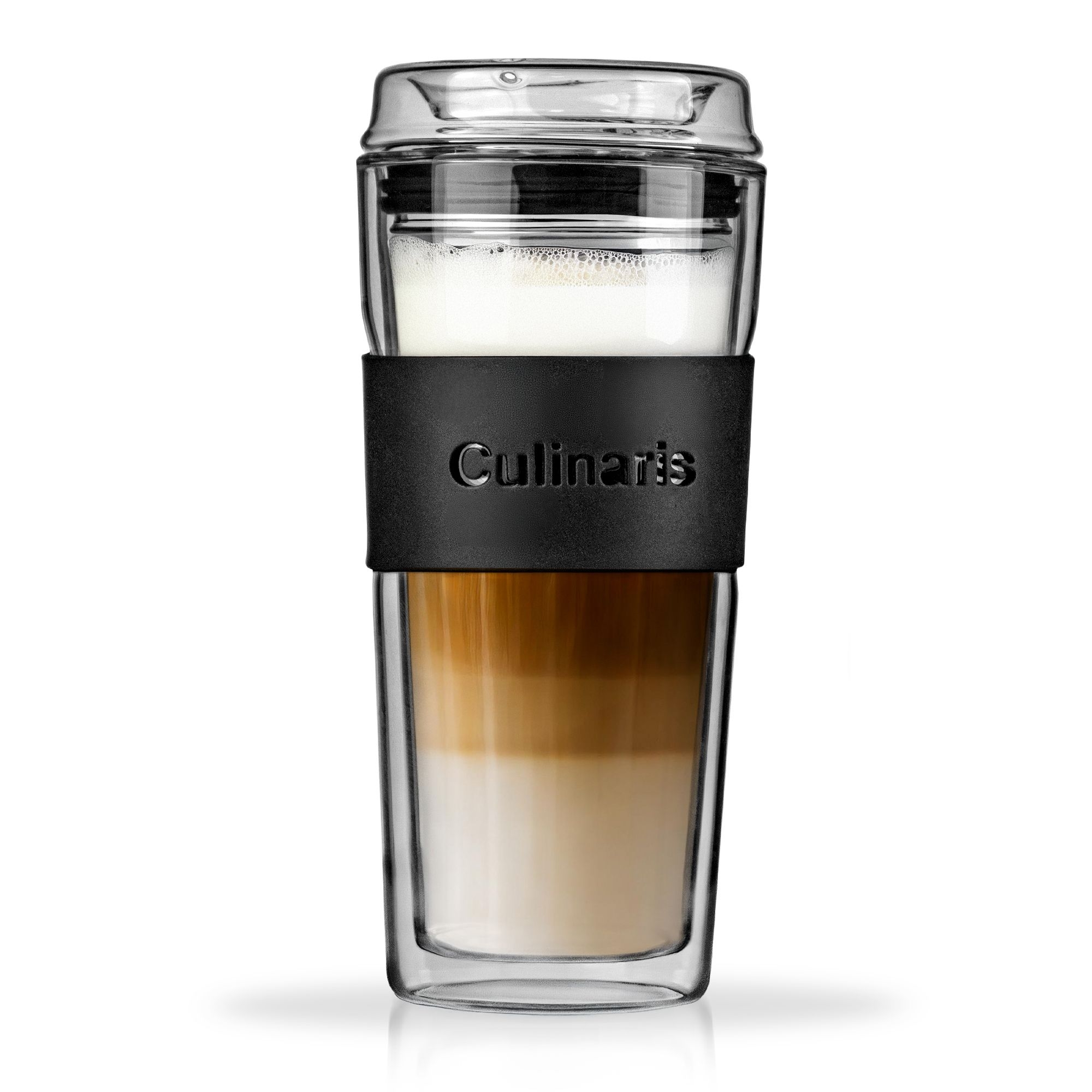 Culinaris - Glass Mug 420 ml double-walled - black