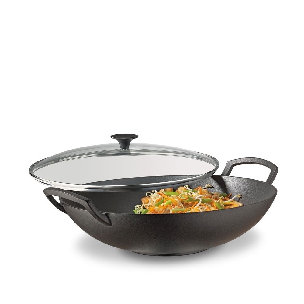 Spring - Cast-iron wok with glass lid - 35 cm