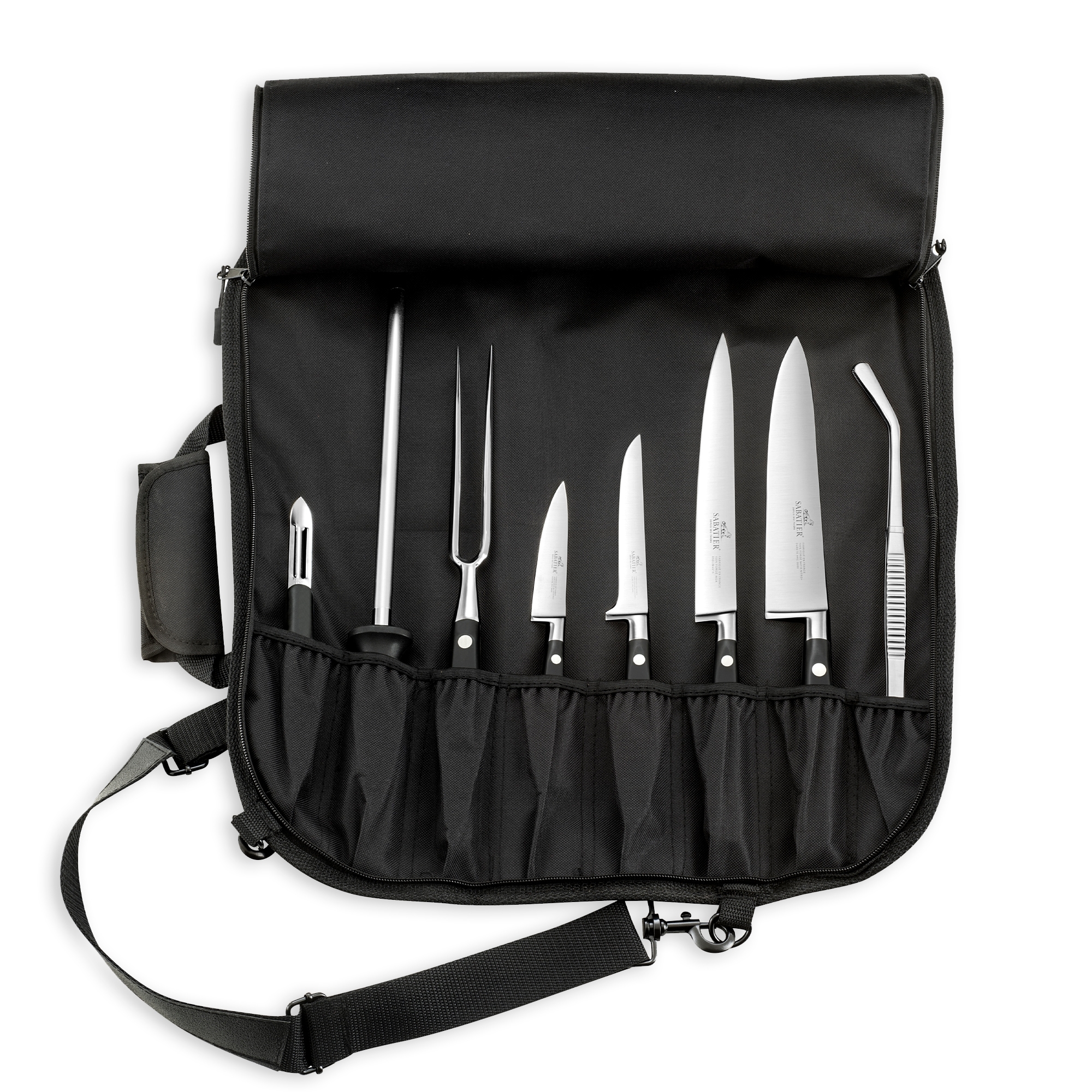 Sabatier - Empty soft knife folder with carrying strap - 8 compartments