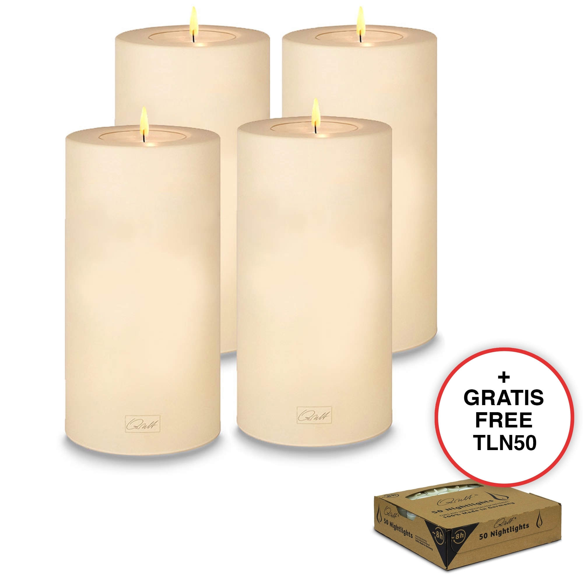 Qult Farluce Trend - Tealight Candle Holder - vanilla - Ø 8 cm H 15 cm - Set of 4