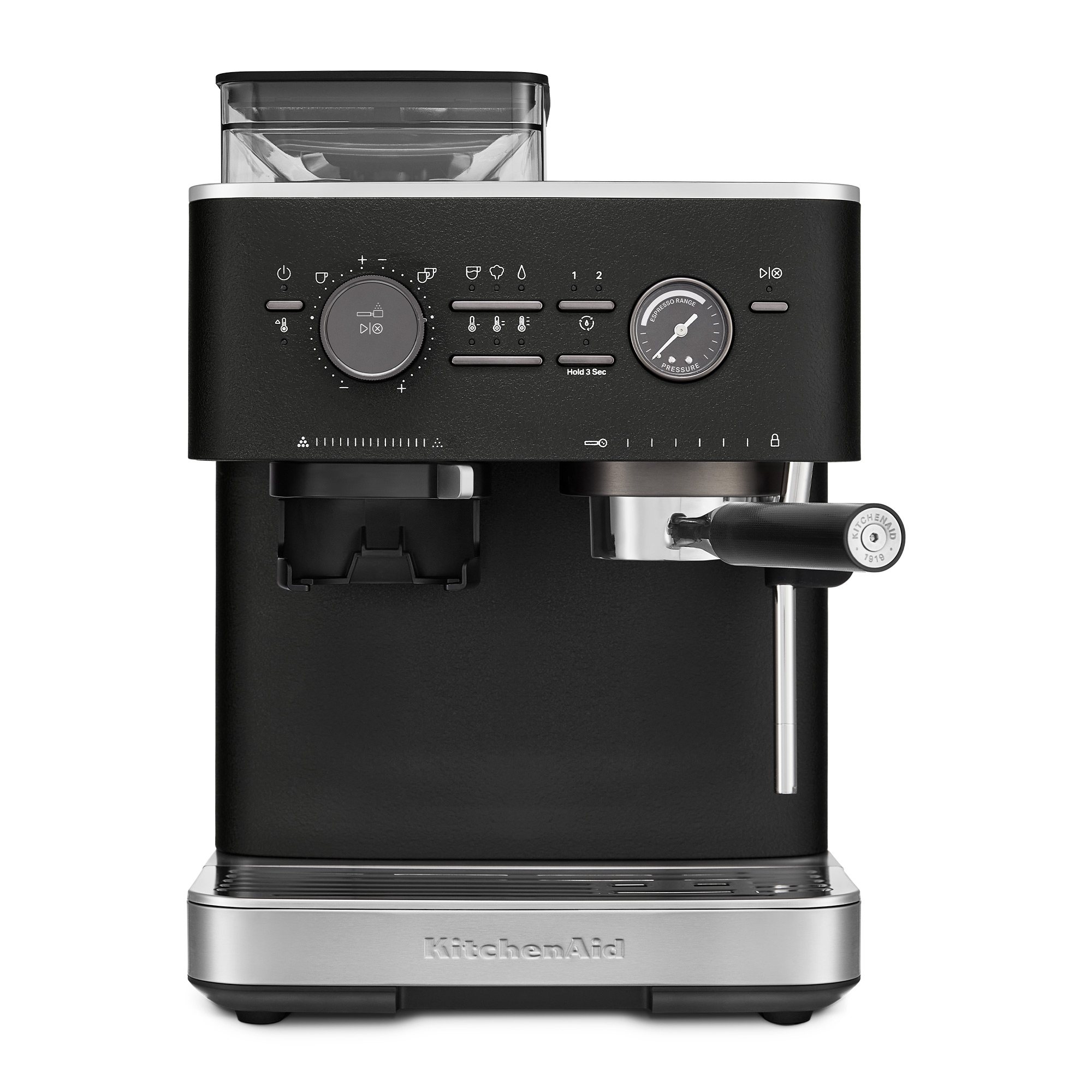 KitchenAid - Semi-automatic espresso machine with coffee grinder - Cast Iron Black