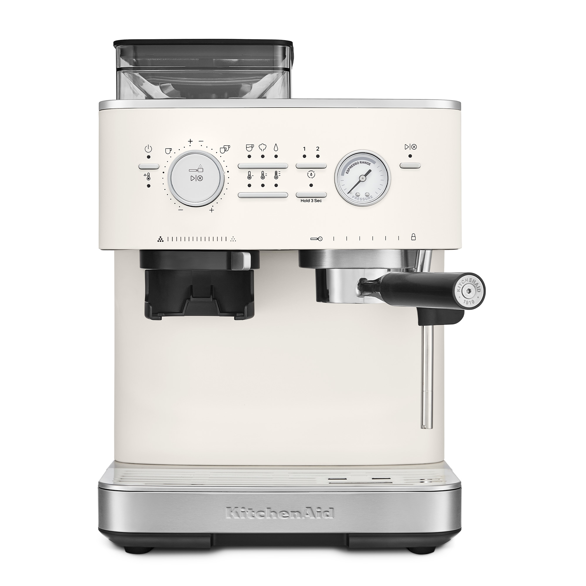 KitchenAid - Semi-automatic espresso machine with coffee grinder - Porcelain White