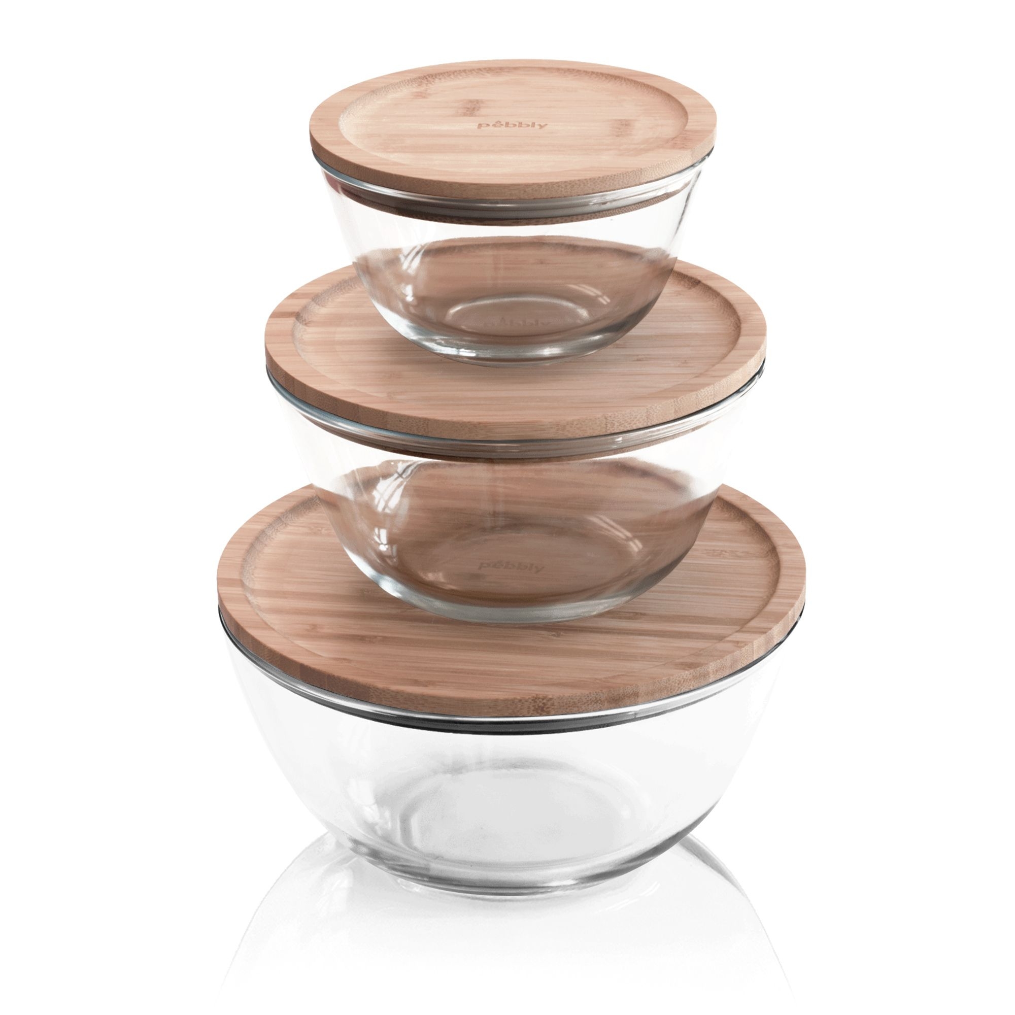 Pebbly - Glass bowl with bamboo lid - 770 ml