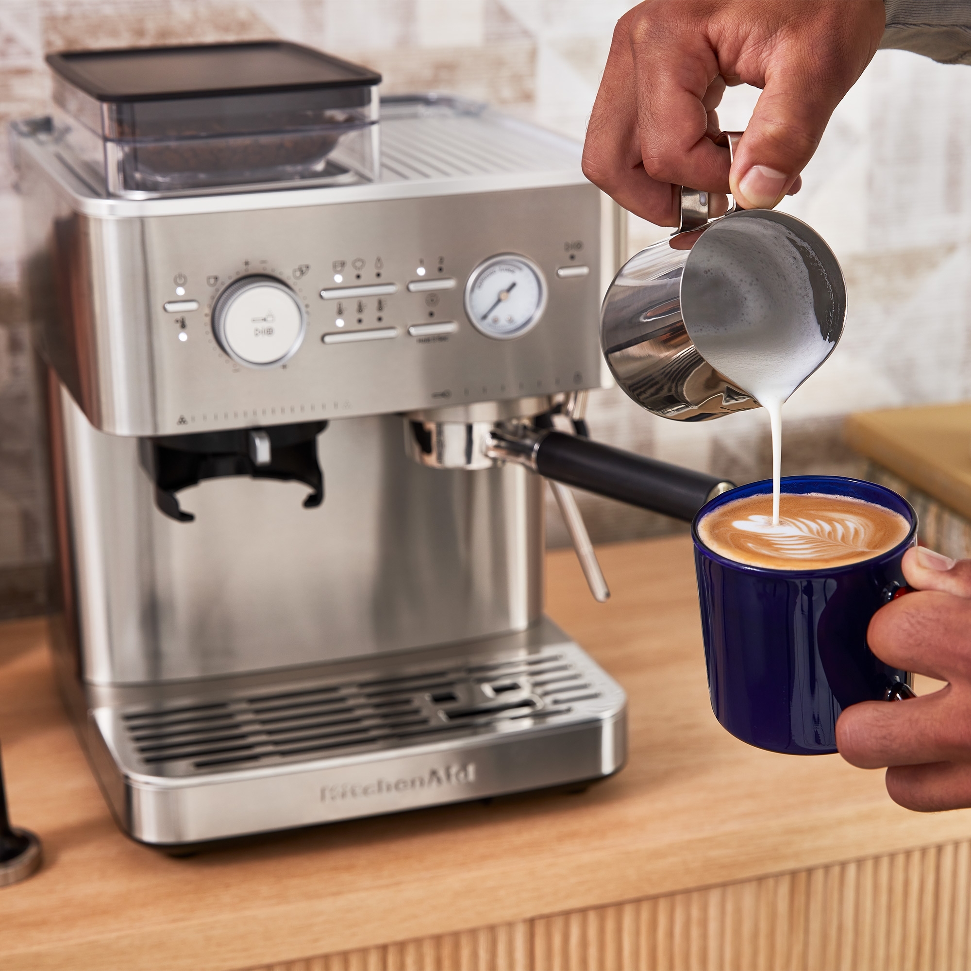 KitchenAid - Halbautomatische Espressomaschine mit Kaffeemühle - Edelstahl