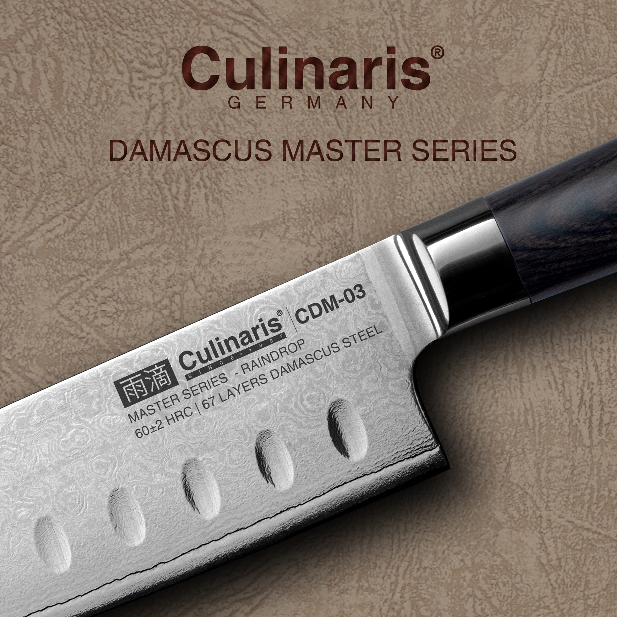 Culinaris Messer-Set - Santoku CDM-03 + Allzweckmesser CDM-02 + Schälmesser CDM-01 | Damascus Master