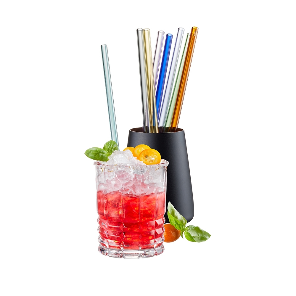 Gefu - Glass drinking straws Future with brush colored