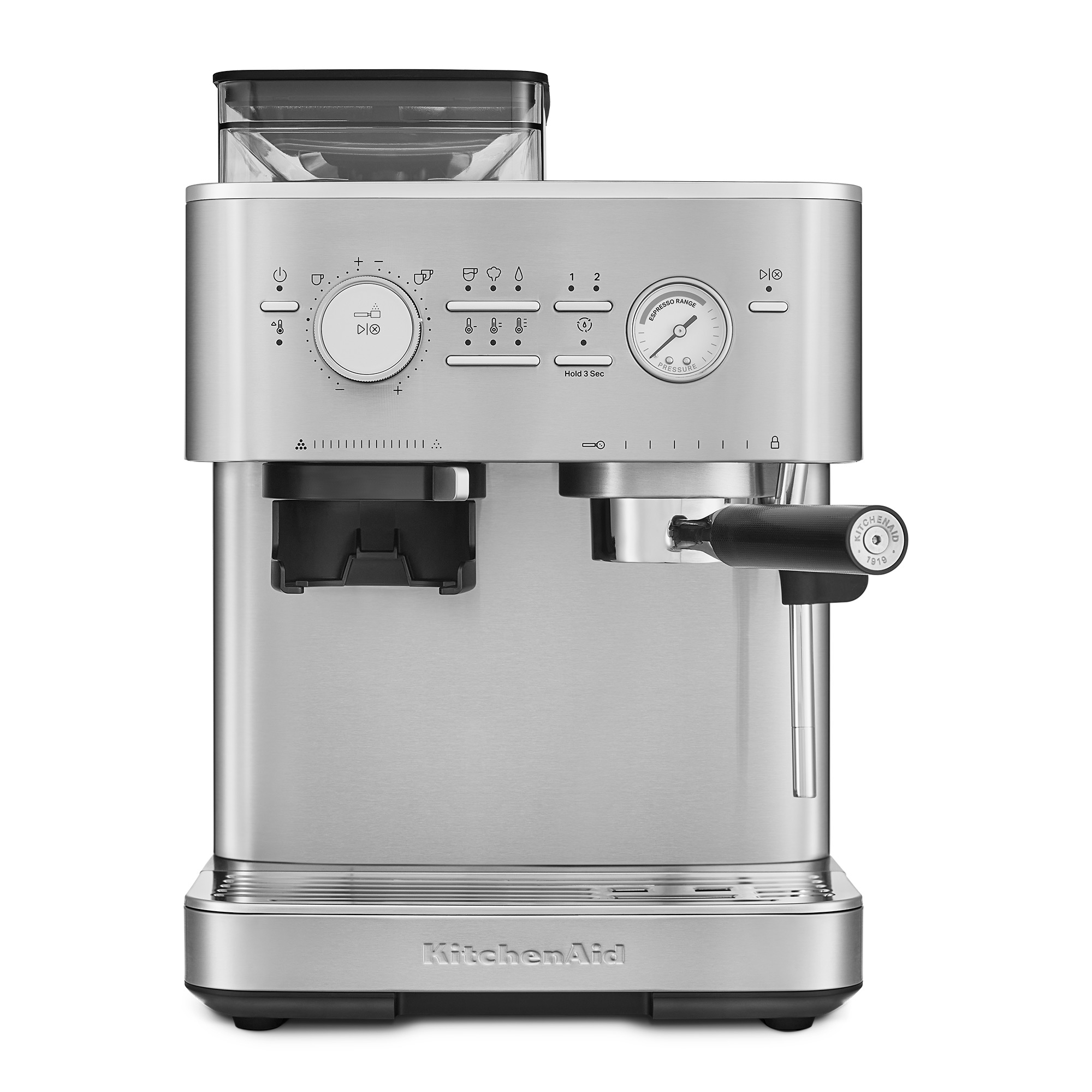 KitchenAid - Semi-automatic espresso machine with coffee grinder - Stainless steel