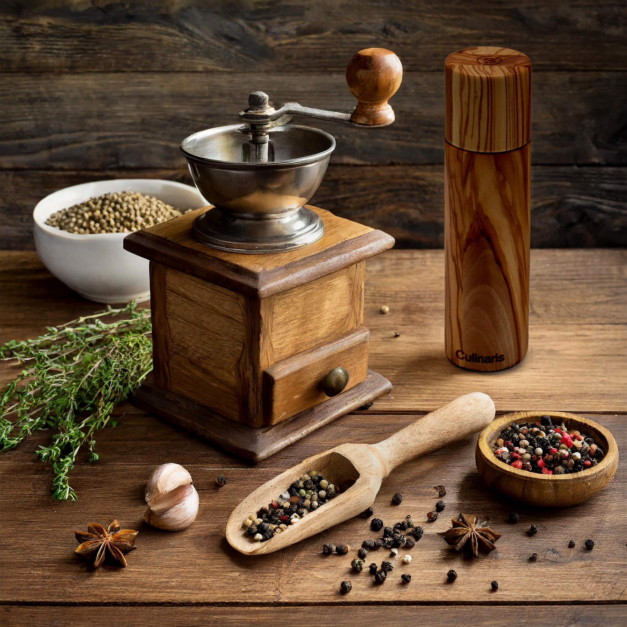 Culinaris - Pepper & salt mill set 20 cm - olive wood