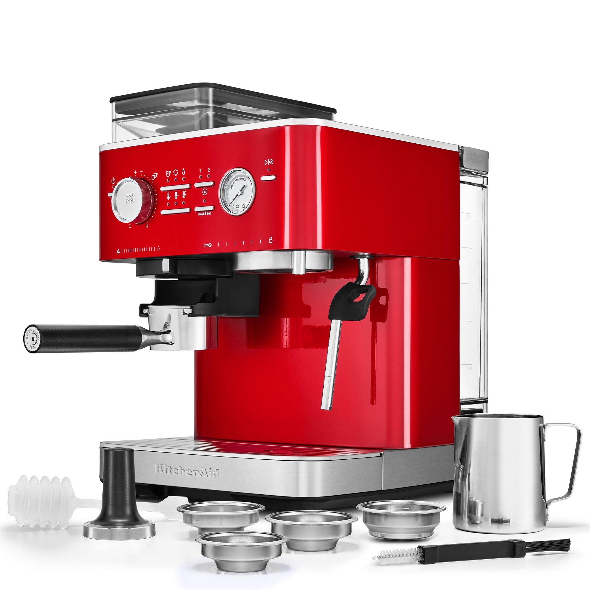 KitchenAid - Semi-automatic espresso machine with coffee grinder - candy apple