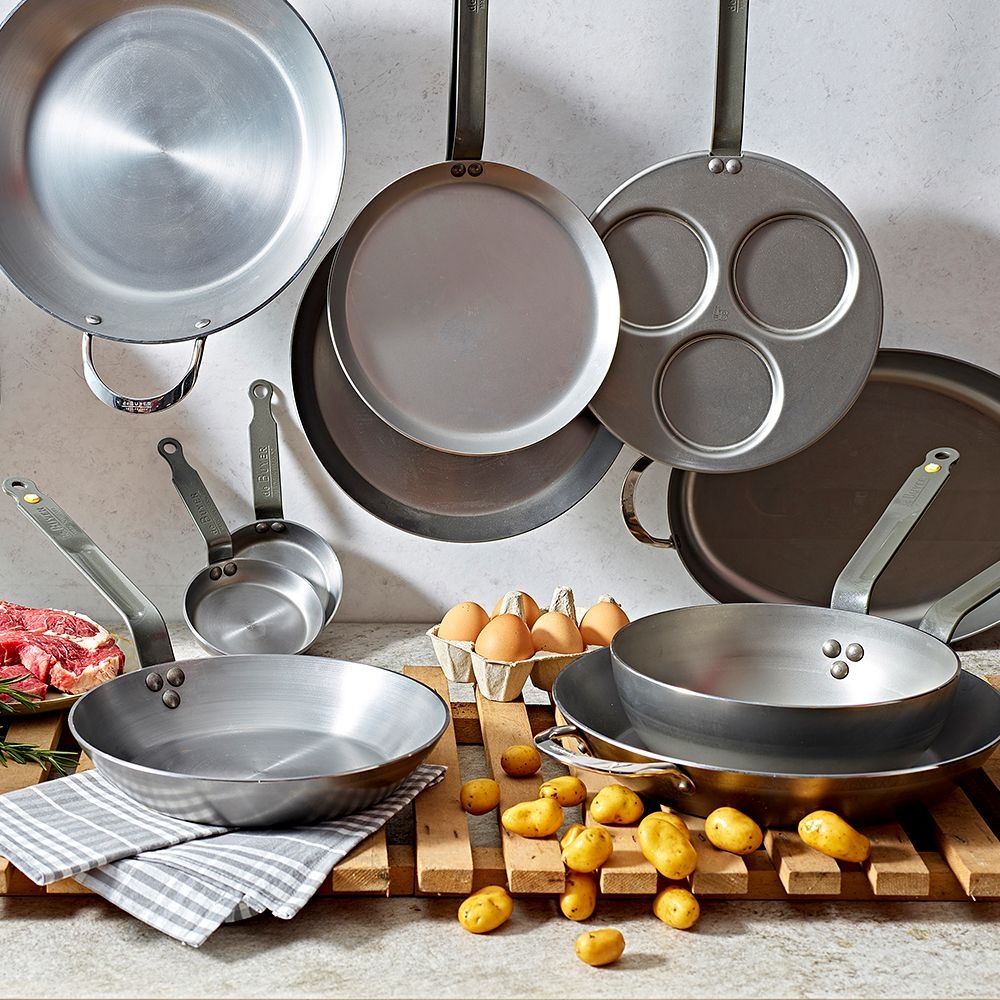 de Buyer - Country pan 24 cm + Frypan 28 cm + Turner + stoving oil