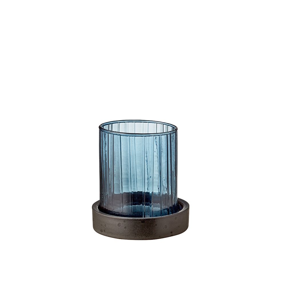 Bitz - Hurricane with LED candle - 11 cm - Blue