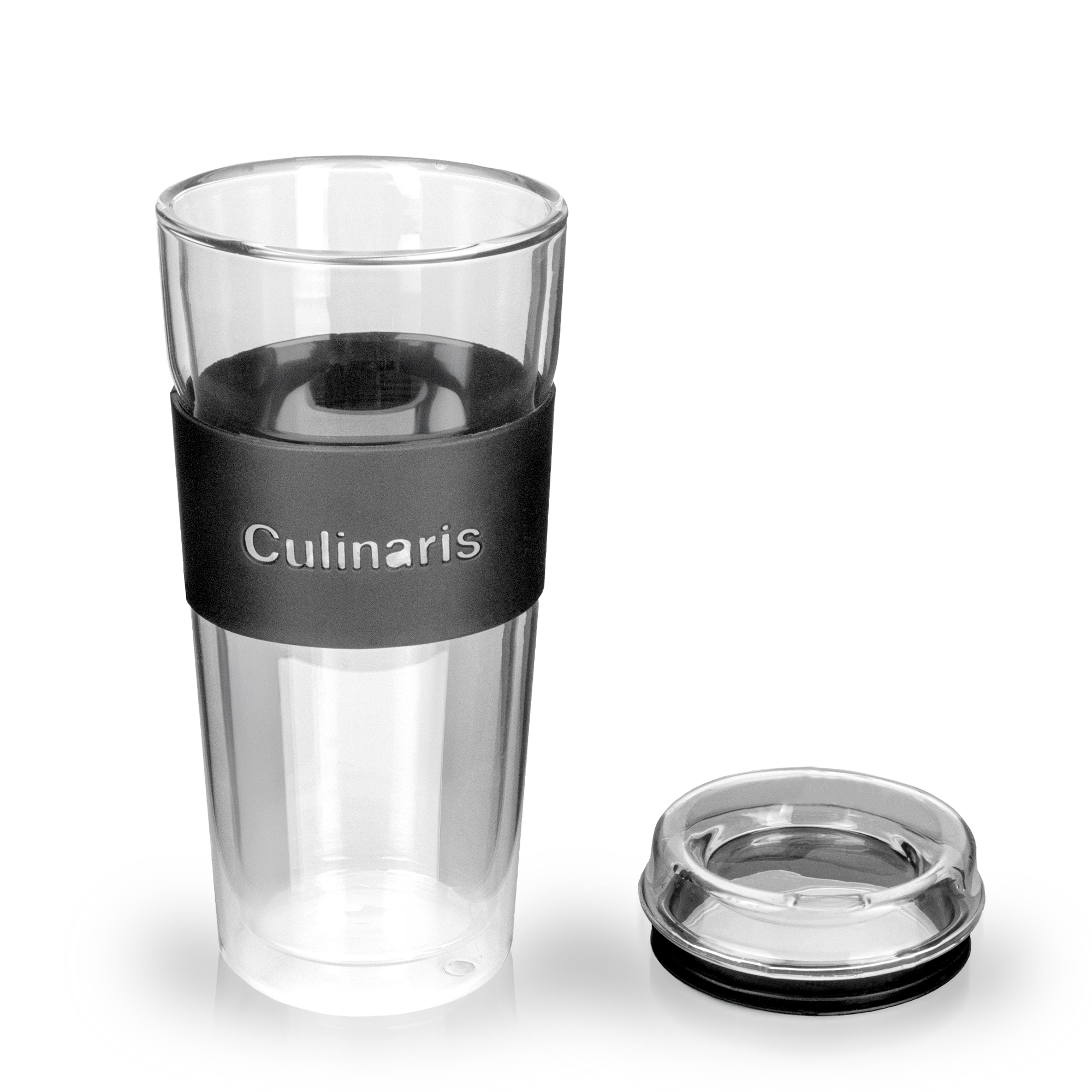 Culinaris - Glass Mug 420 ml double-walled - black