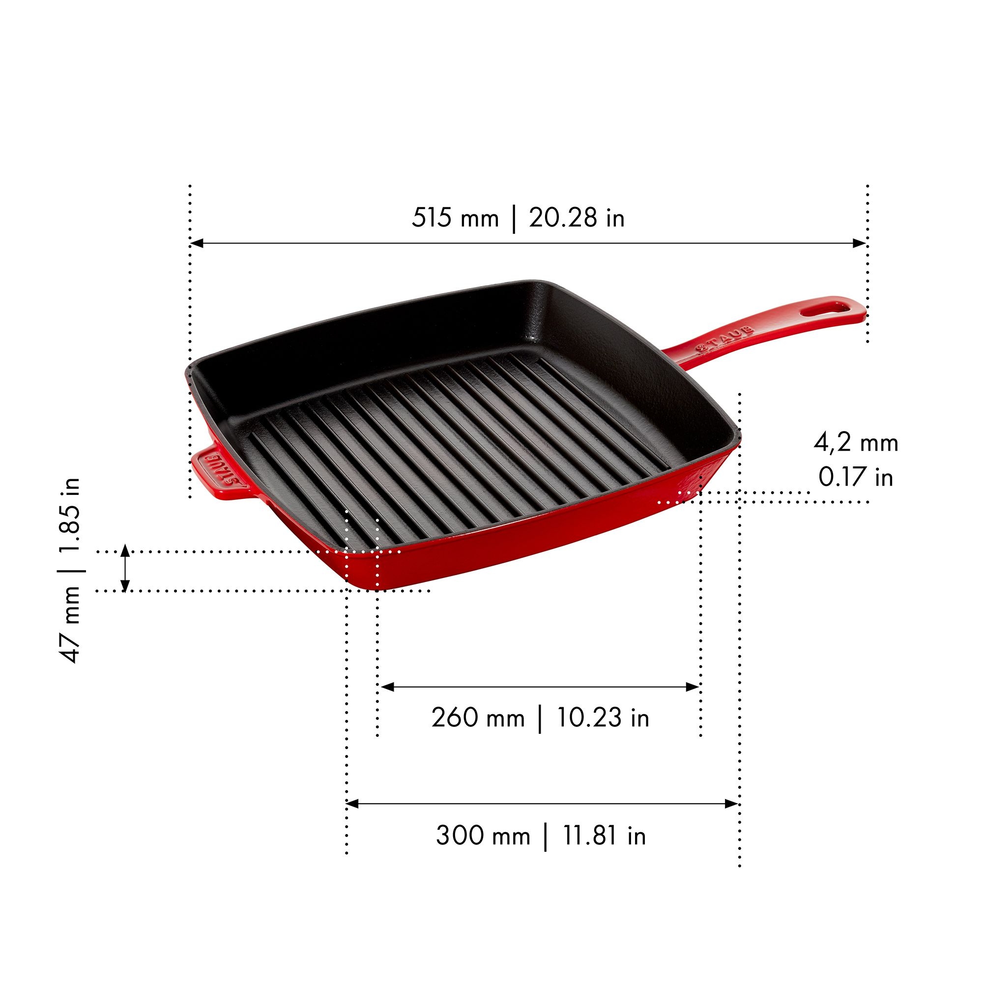 STAUB - Grillpfanne | quadratisch | 30 cm | Kirschrot