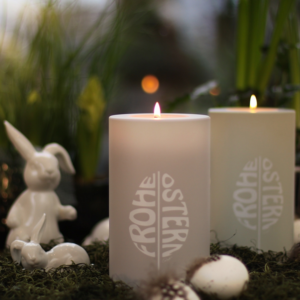 Qult Farluce Trend - Tealight Candle Holder - frosty mint "Happy Easter"