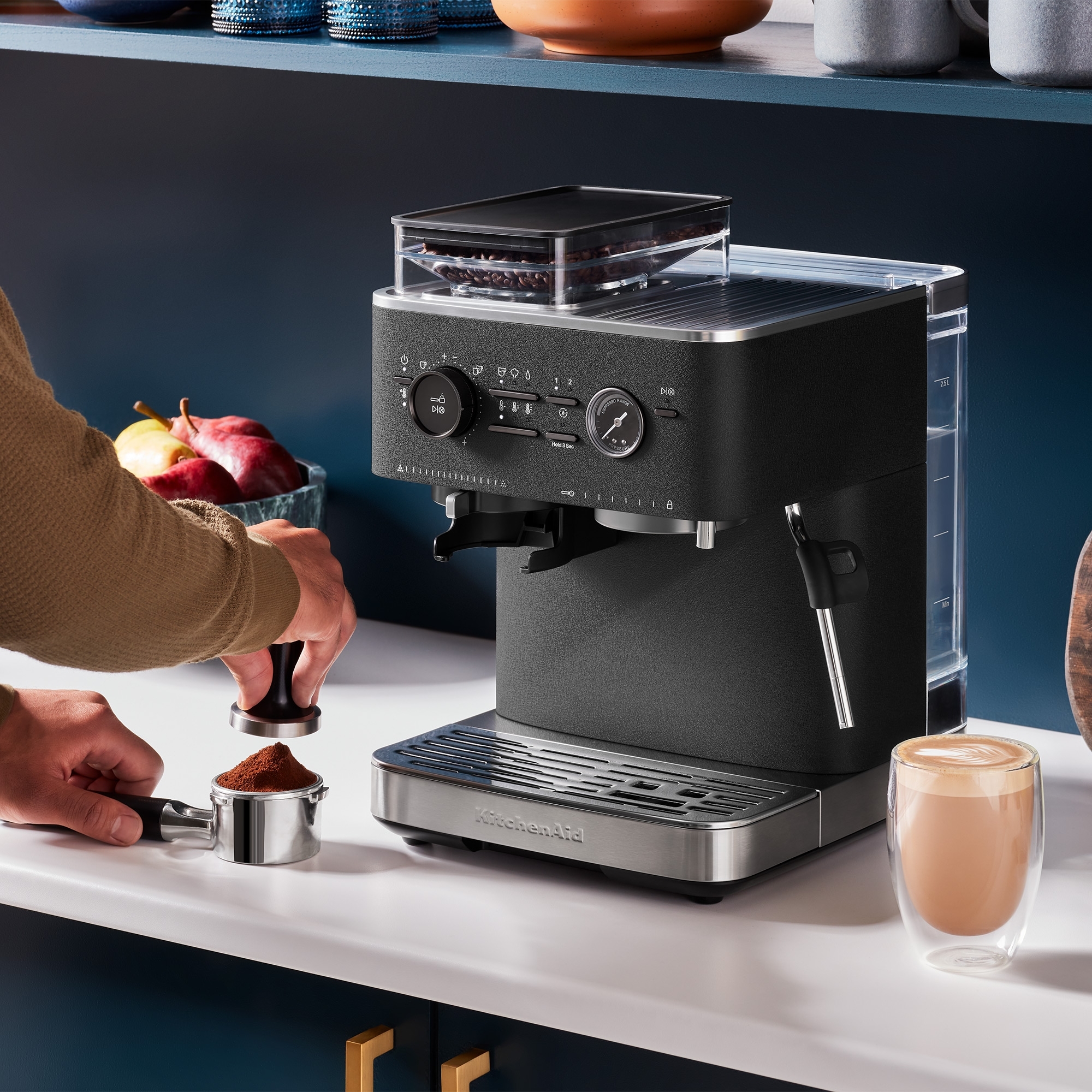 KitchenAid - Halbautomatische Espressomaschine mit Kaffeemühle - Gusseisen Schwarz