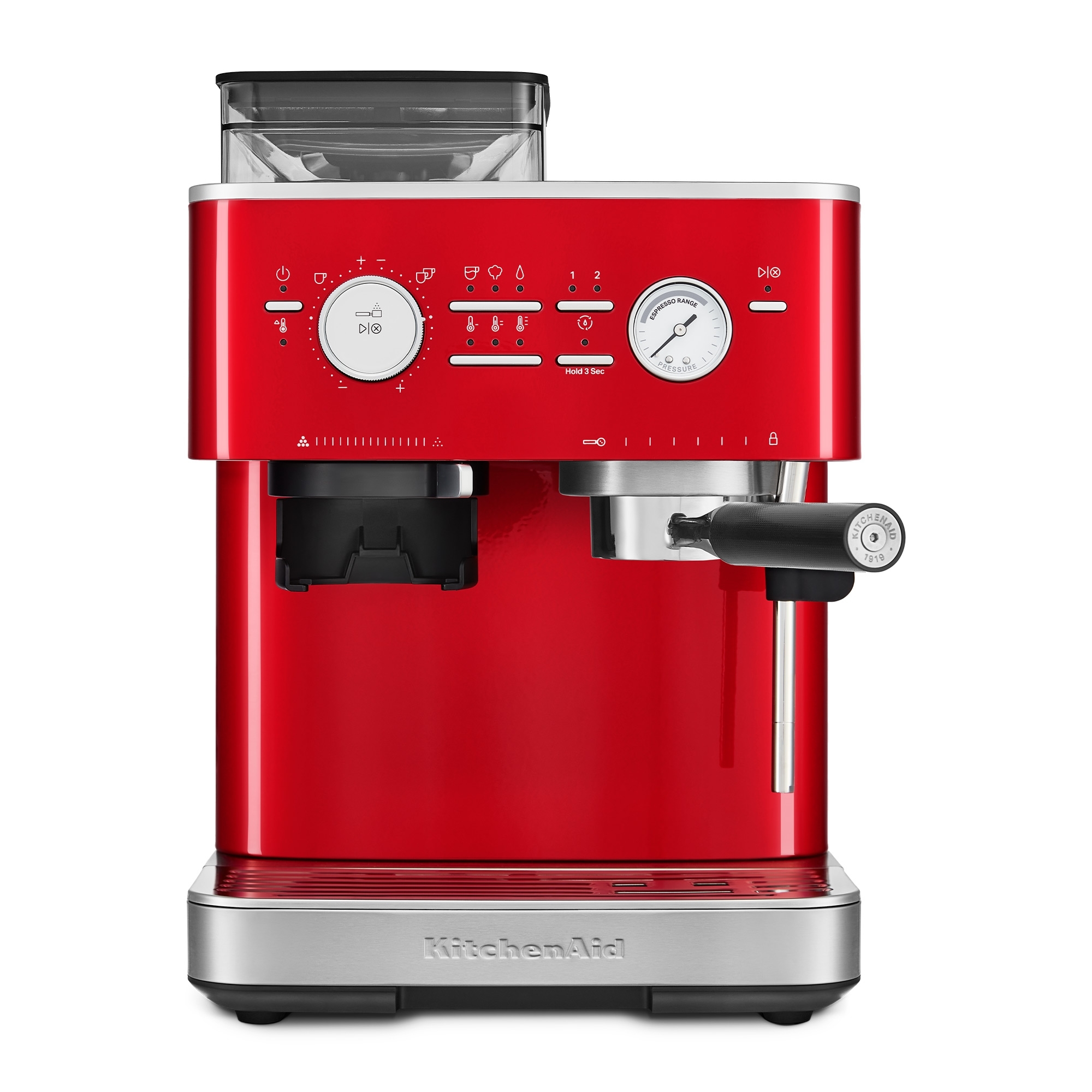 KitchenAid - Semi-automatic espresso machine with coffee grinder - candy apple