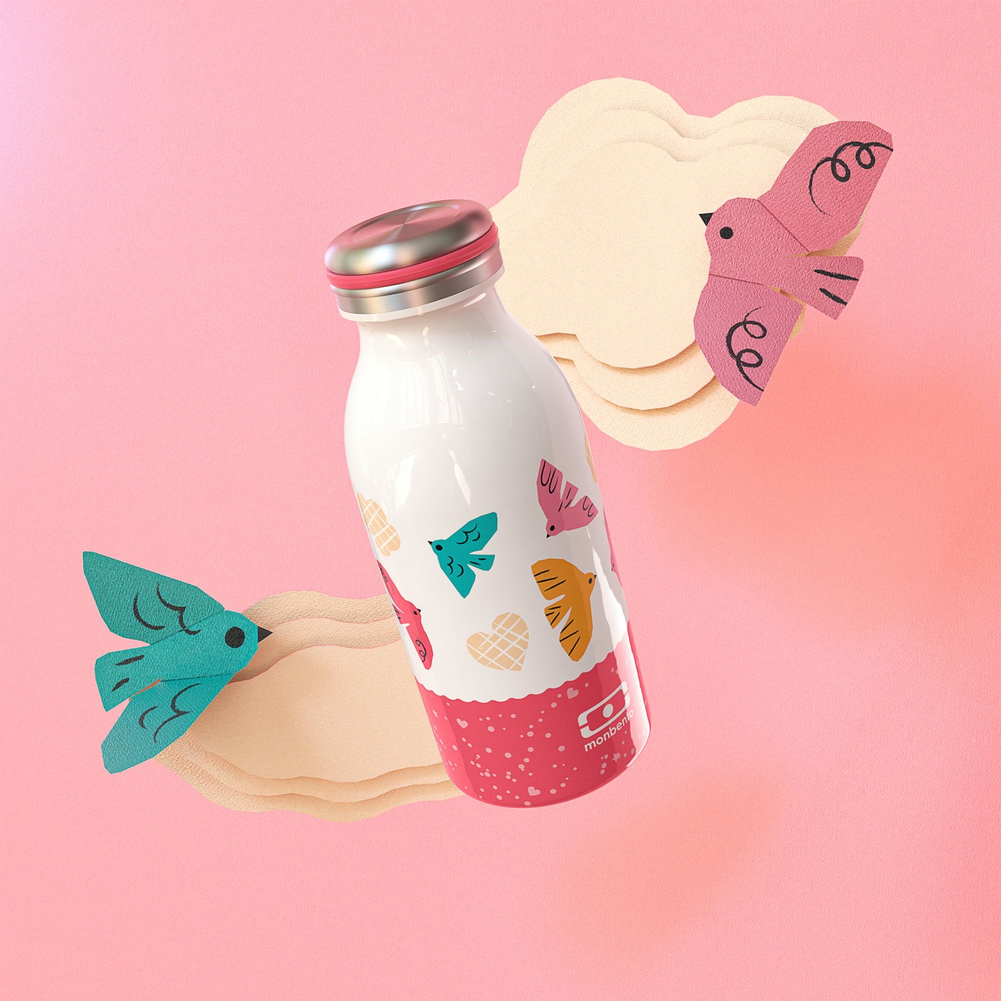 monbento - MB isotherme Trinkflasche Cooly rosa Birds