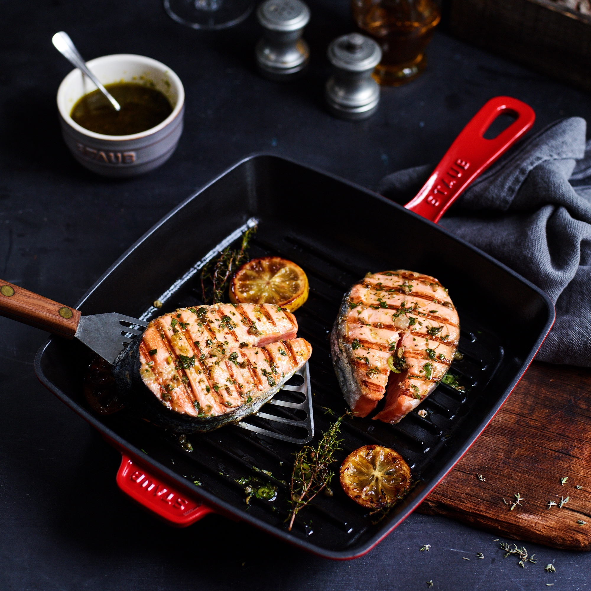 STAUB - grill pan | square | 26 cm | Red