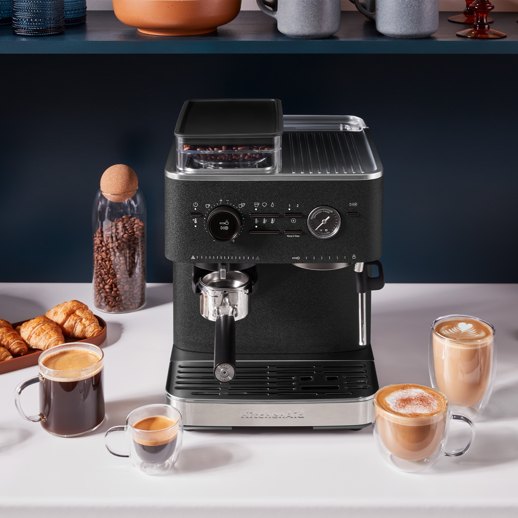 KitchenAid - Halbautomatische Espressomaschine mit Kaffeemühle - Gusseisen Schwarz