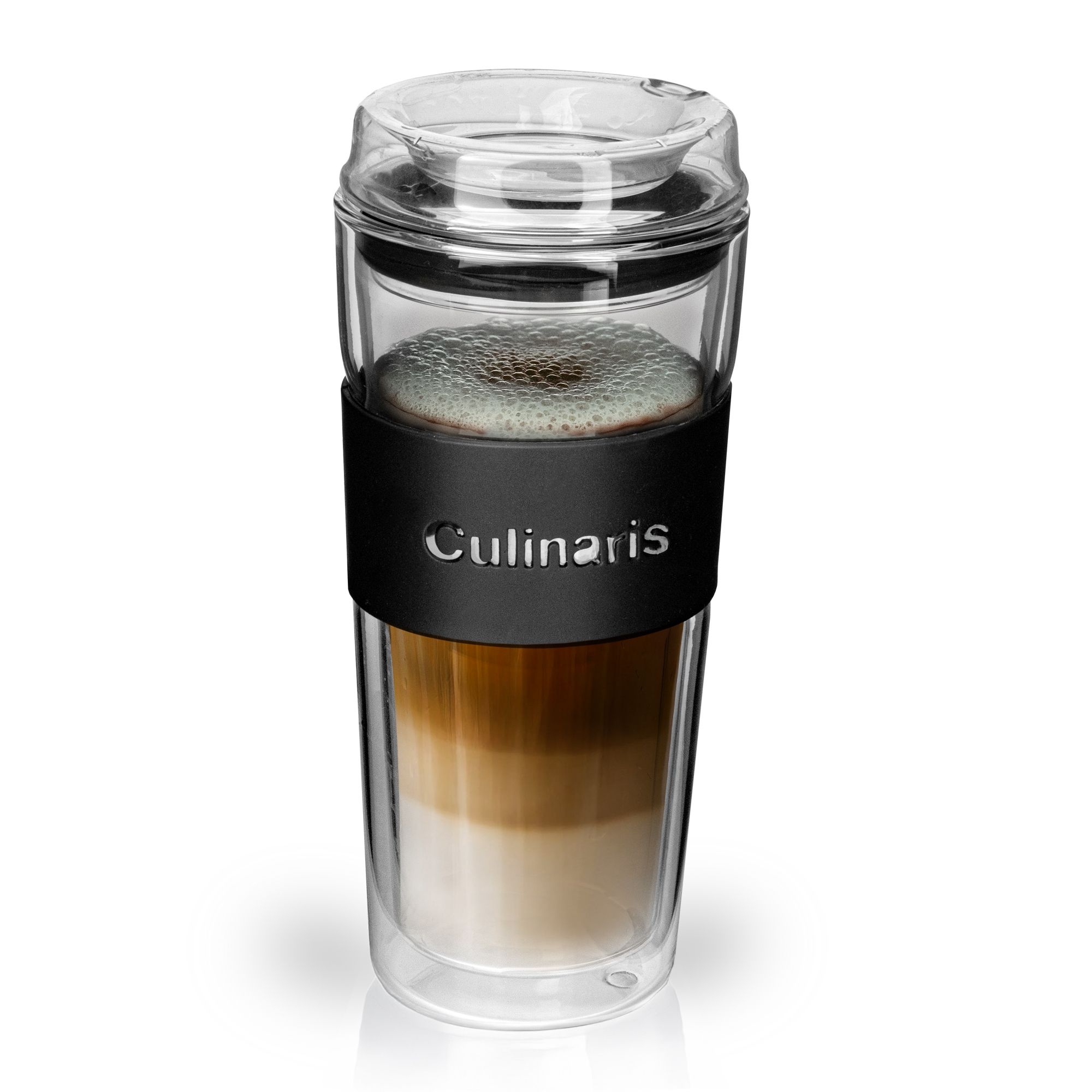 Culinaris - Glass Mug 420 ml double-walled - black