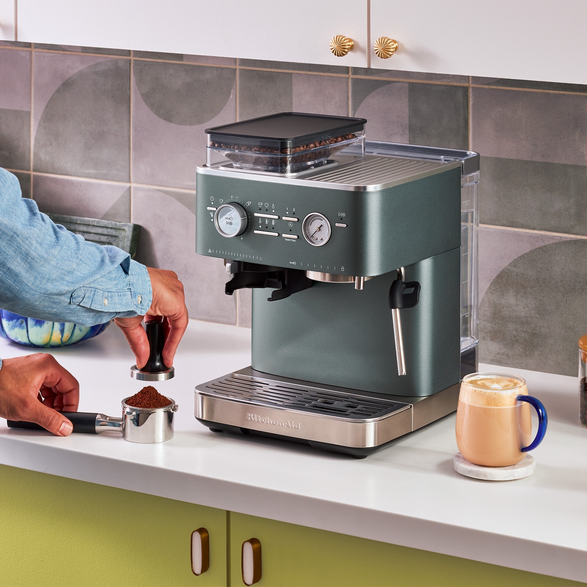 KitchenAid - Semi-automatic espresso machine with coffee grinder - Juniper