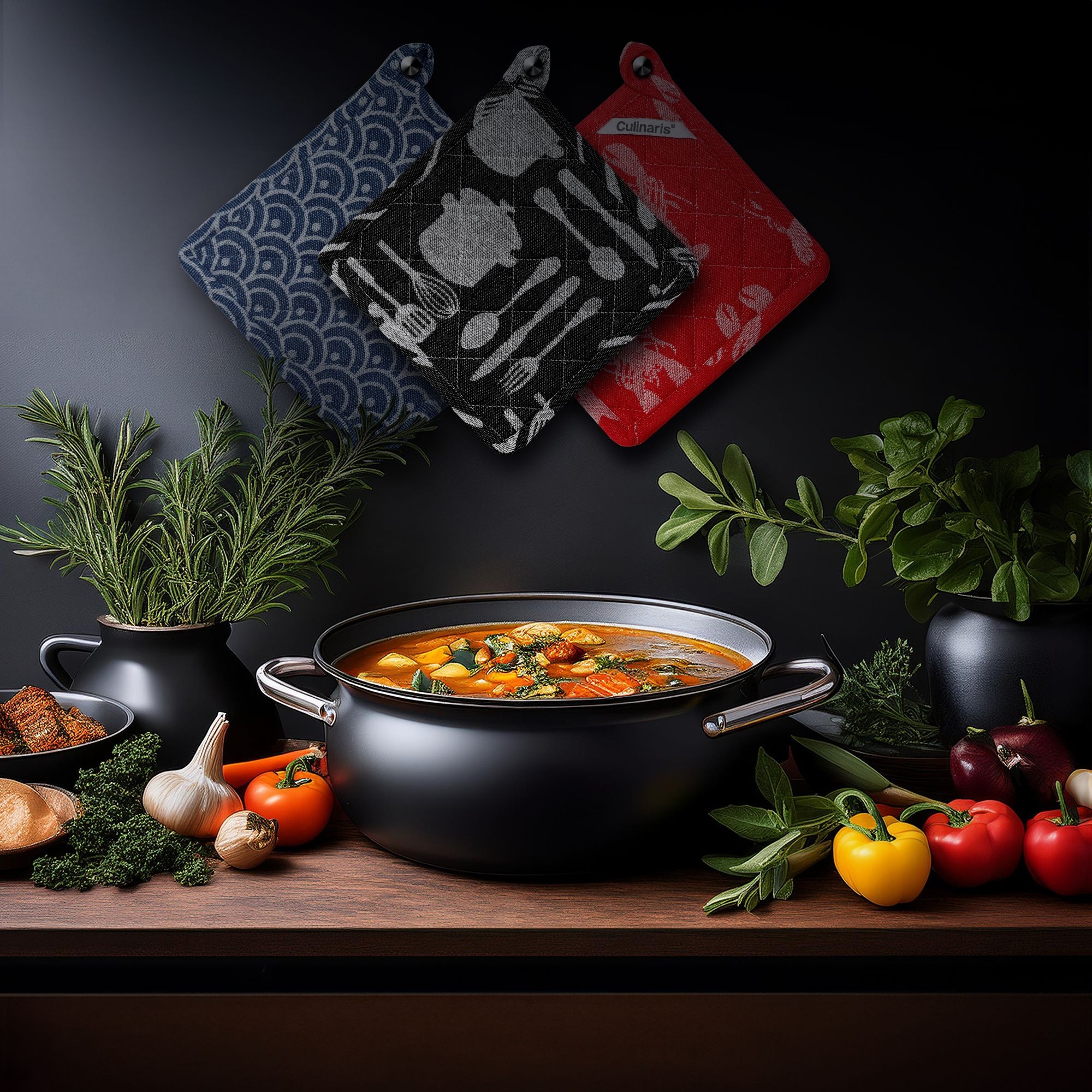 Culinaris - Oven Cloth - Black Cutlery