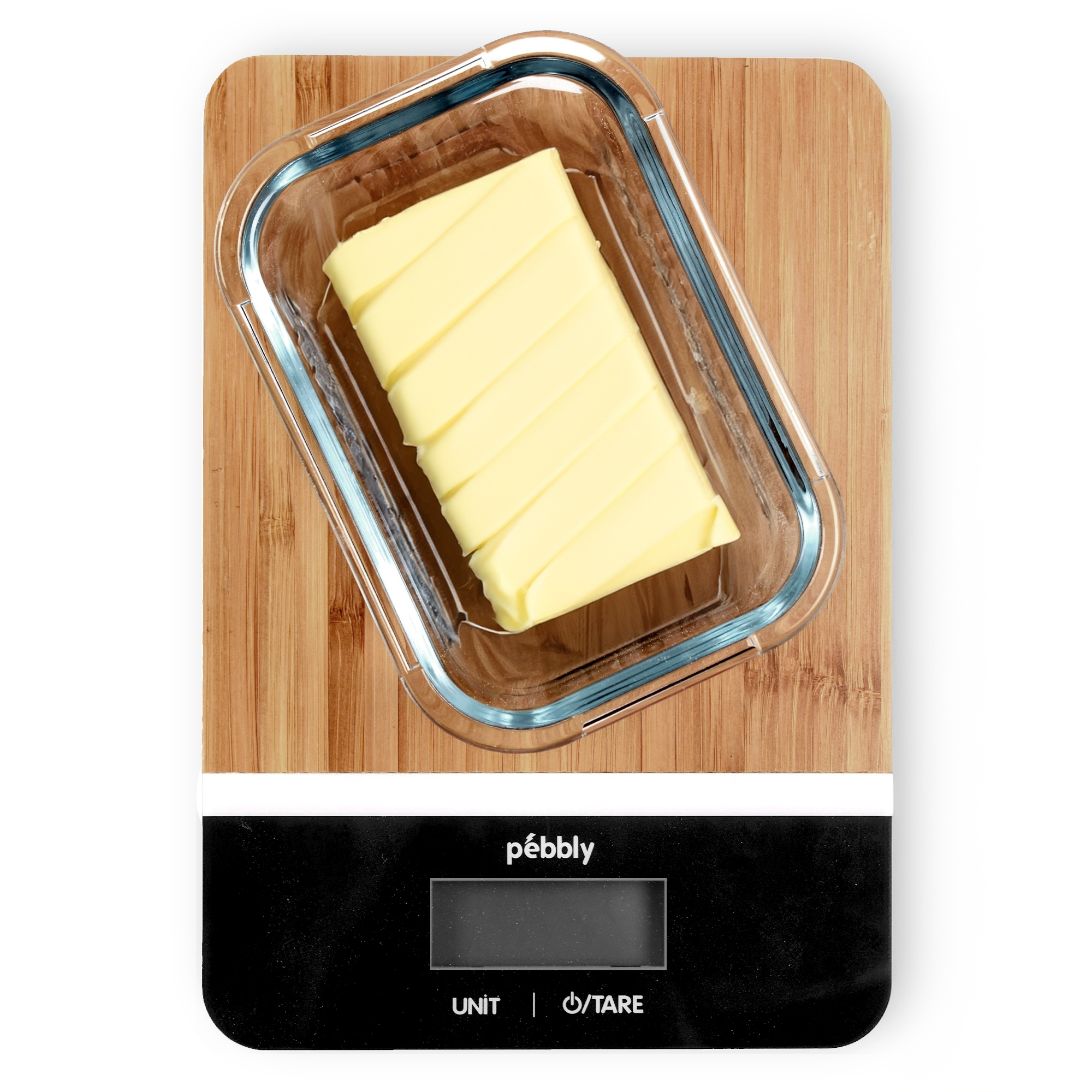 Pebbly - Rectangular bamboo kitchen scale  - Black