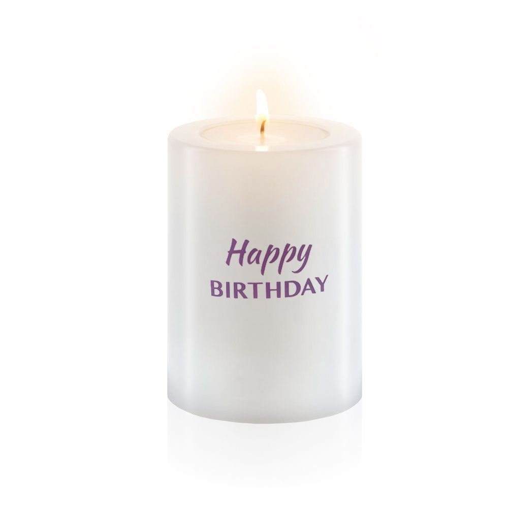 Qult Farluce Trend - Teelichthalter in Kerzenform - Happy Birthday Ø 6 cm x H 8 cm